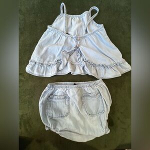 Baby Gap Ruffled Denim Light Wash Tank Top & Bloomers 2pc Set 6-12m